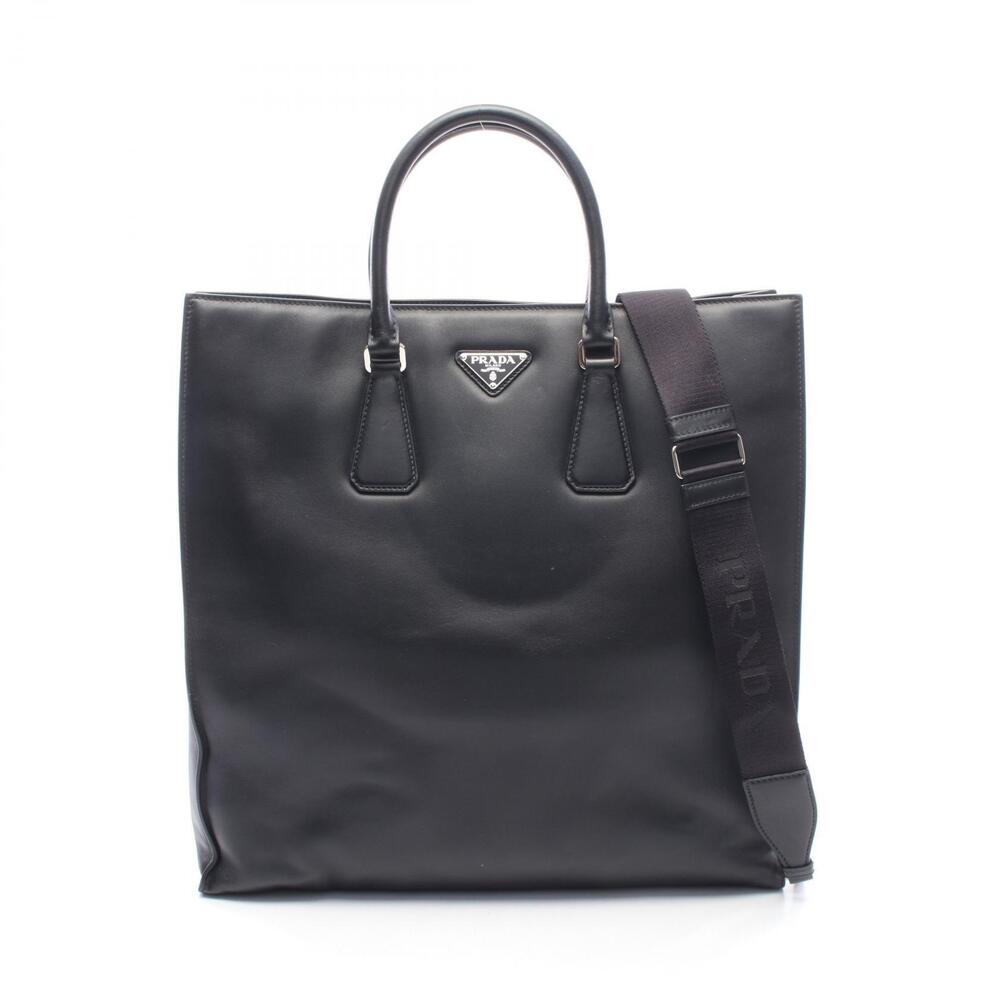 Prada Shopping Calfskin Smooth Leather 2way Tote Bag Black